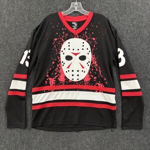 Friday the 13th Shirt Mens Medium Black Voorhees Hockey Jersey Mask Horror Movie